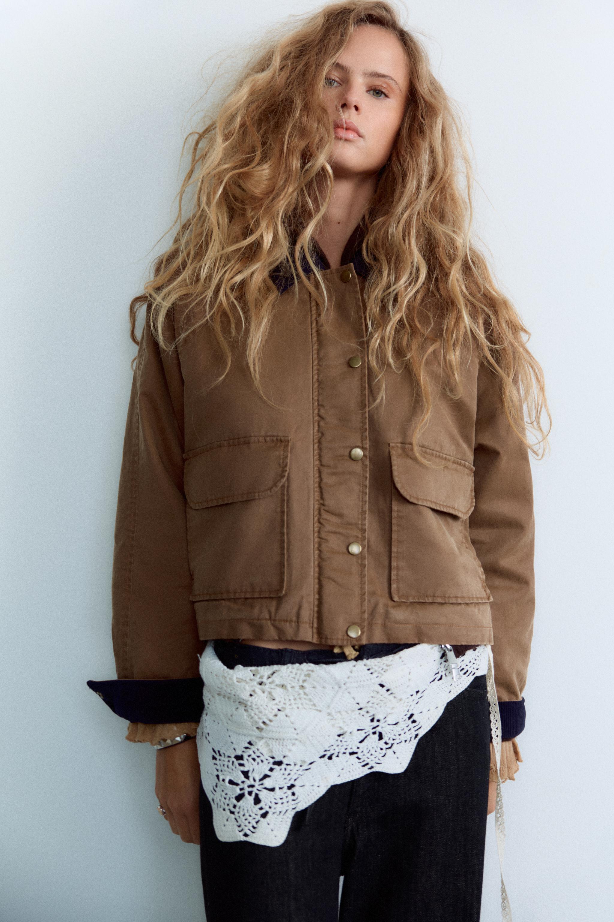CONTRAST COLLAR WAXED JACKET - Ocher | ZARA United States
