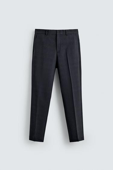 WASHABLE + QUICK DRY CHECK SUIT TROUSERS - Navy blue by Zara