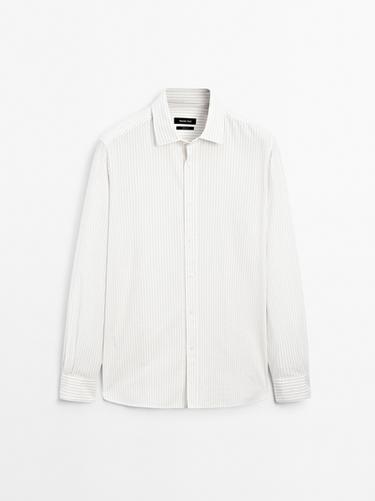 Zara Regular fit striped cotton shirt - Beige