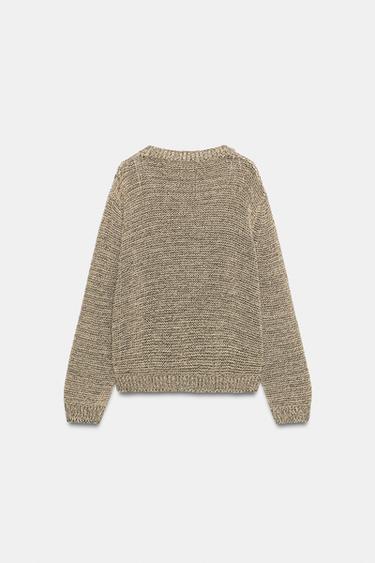 METALLIC THREAD KNIT JUMPER - Black gold by Zara - Image 9