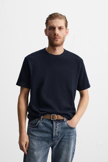 BASIC KNIT T-SHIRT - Navy blue by Zara