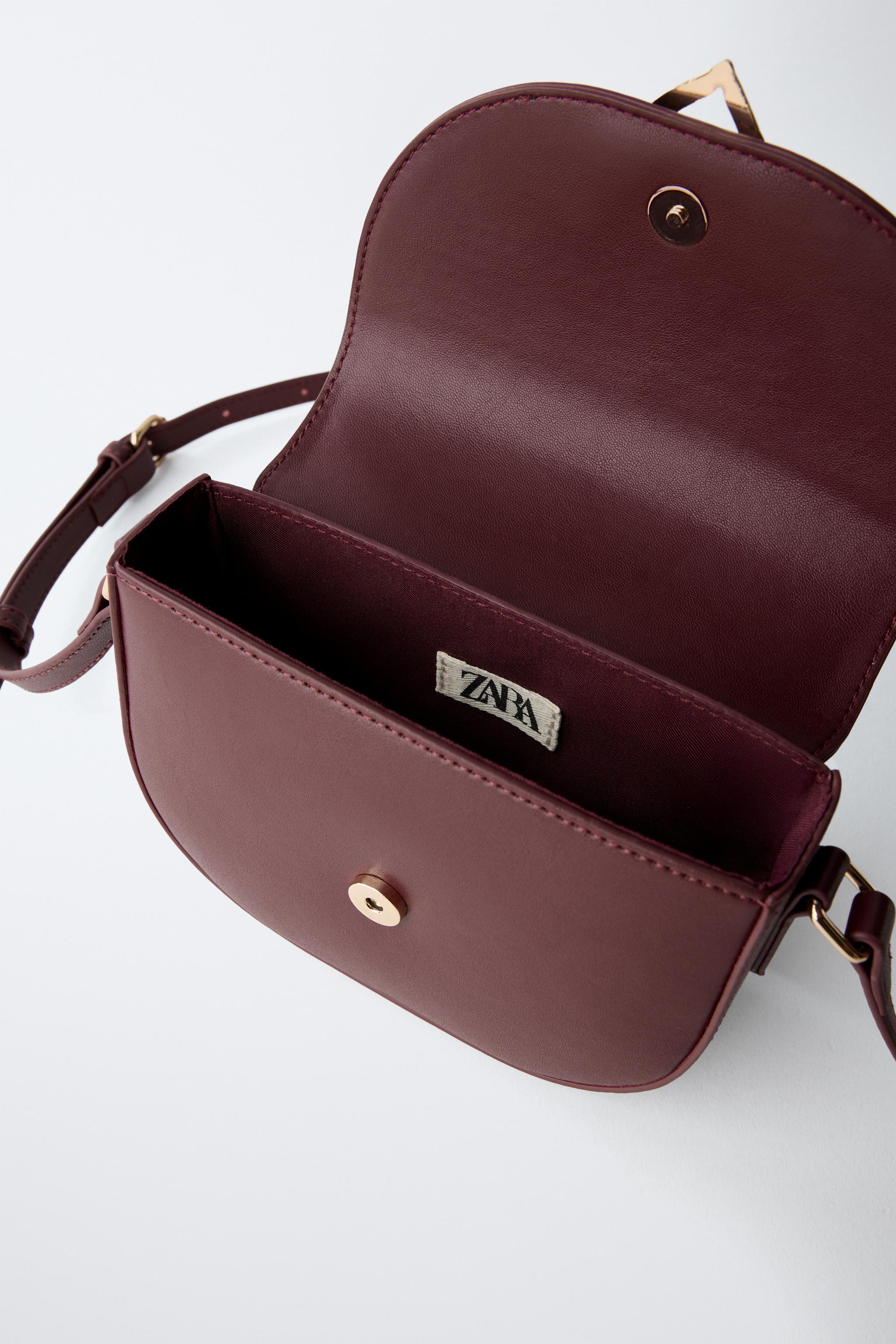 HEART CROSSBODY BAG Burgundy Red ZARA UAE Dubai/Sharjah