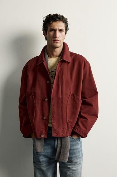 RELAXED FIT PADDED JACKET — Burgundy 2