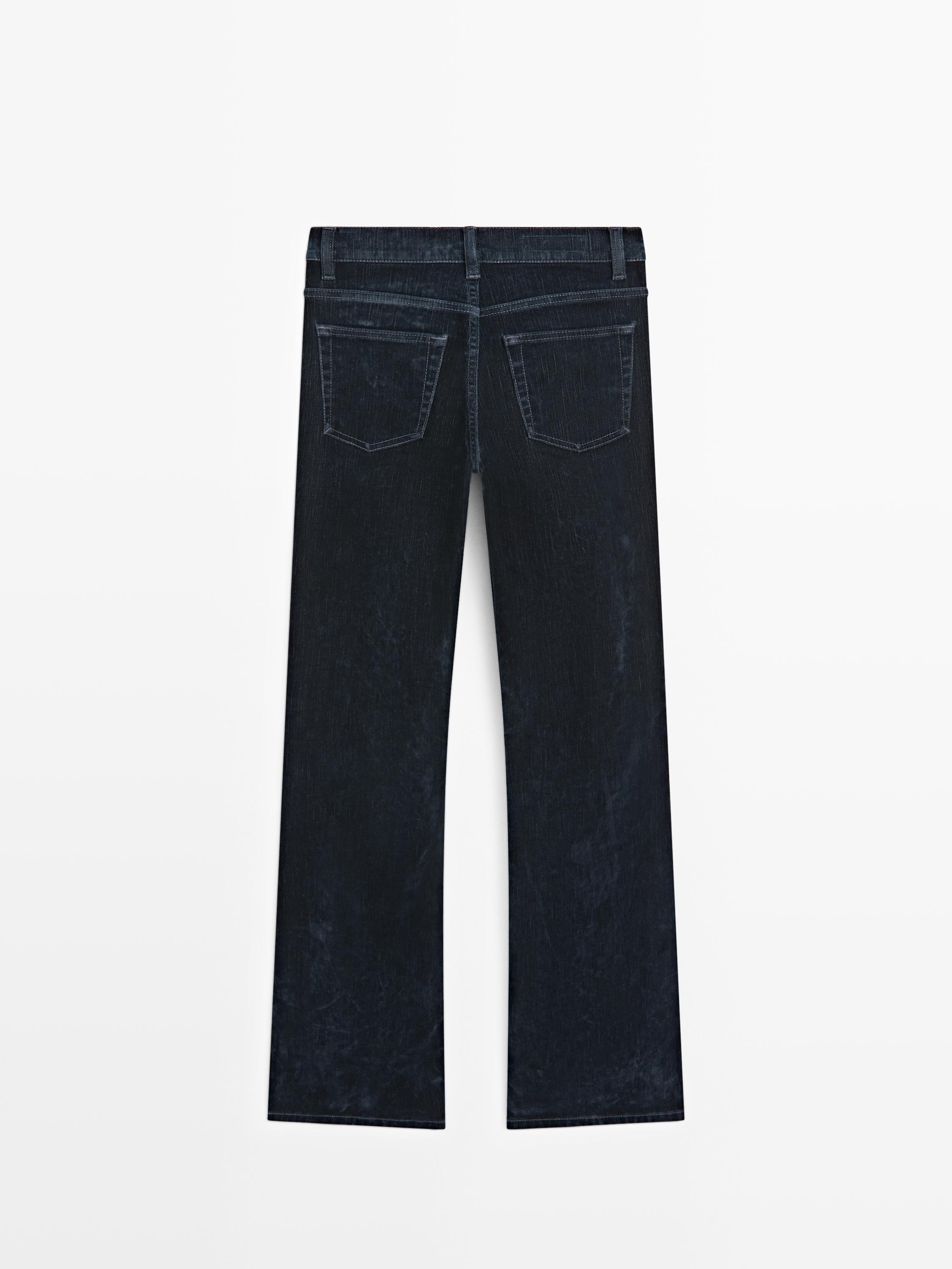 High-waist boot-cut flocked jeans