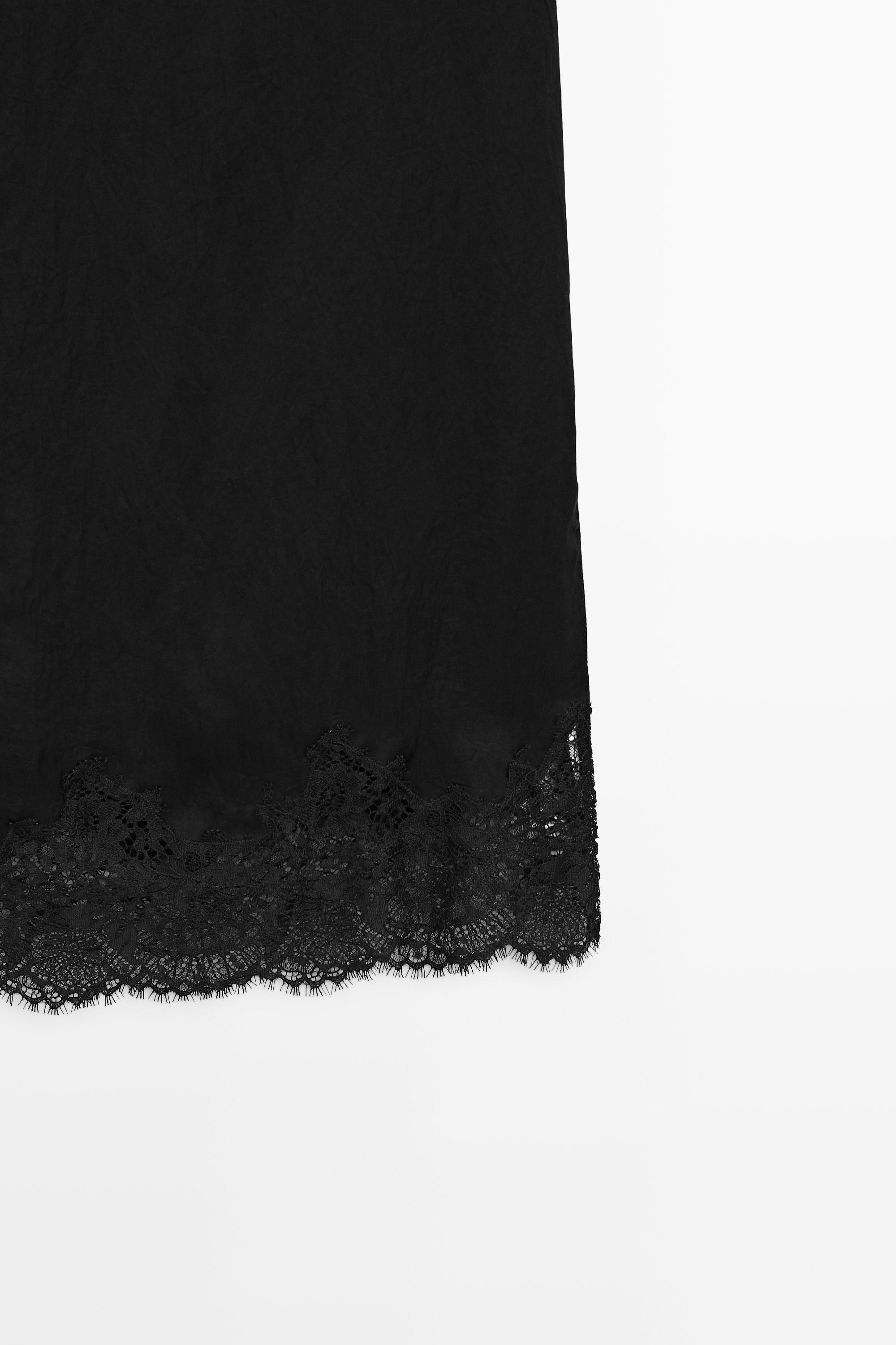 Flowing midi skirt with lace detail