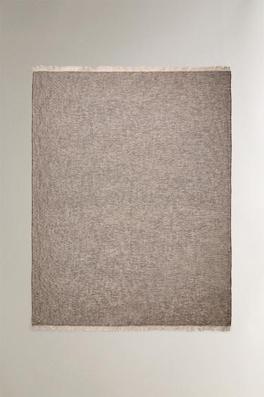 Zara FRINGED BLANKET - Brown