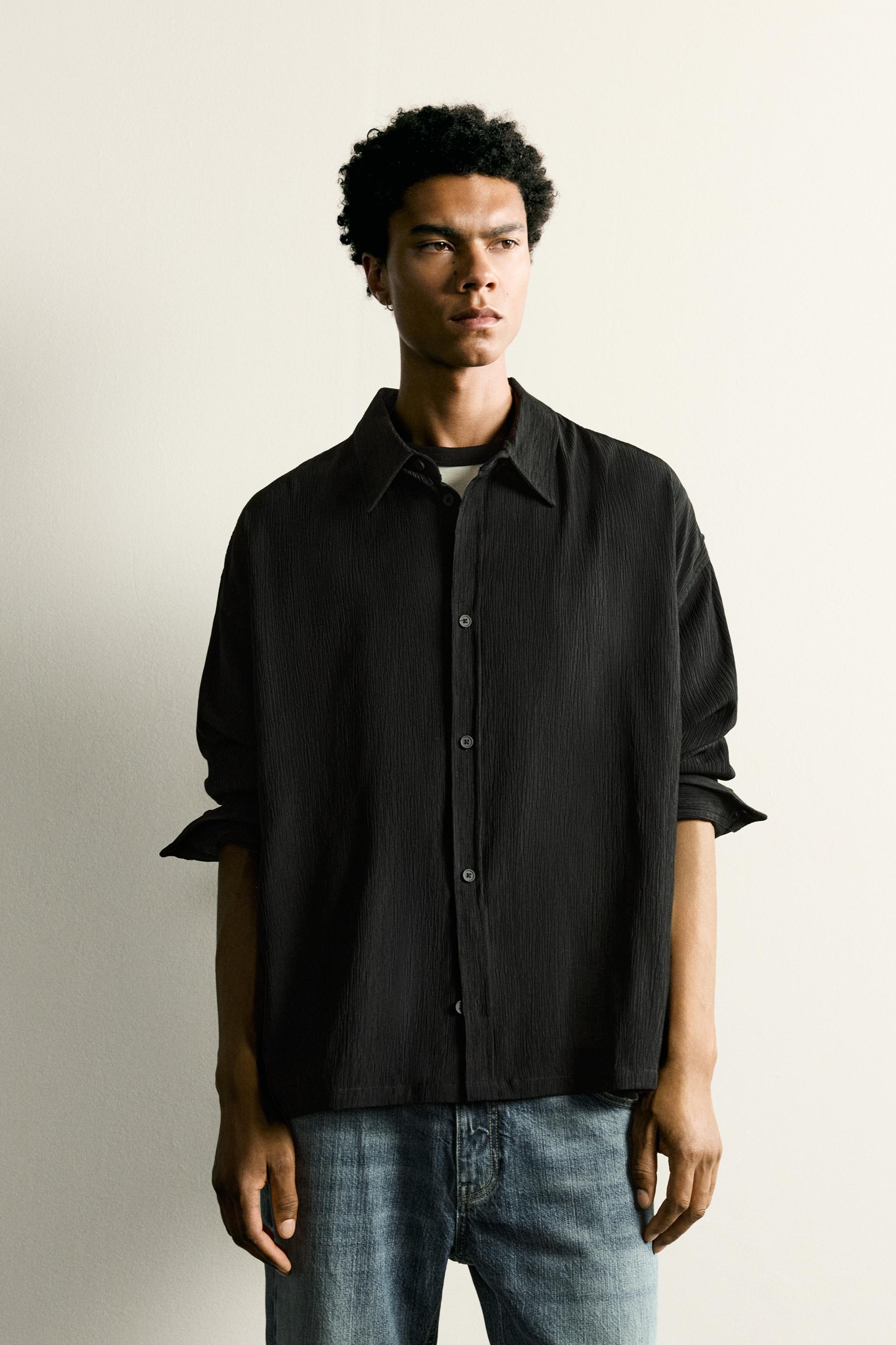 RELAXED FIT TEXTURED OVERSHIRT
