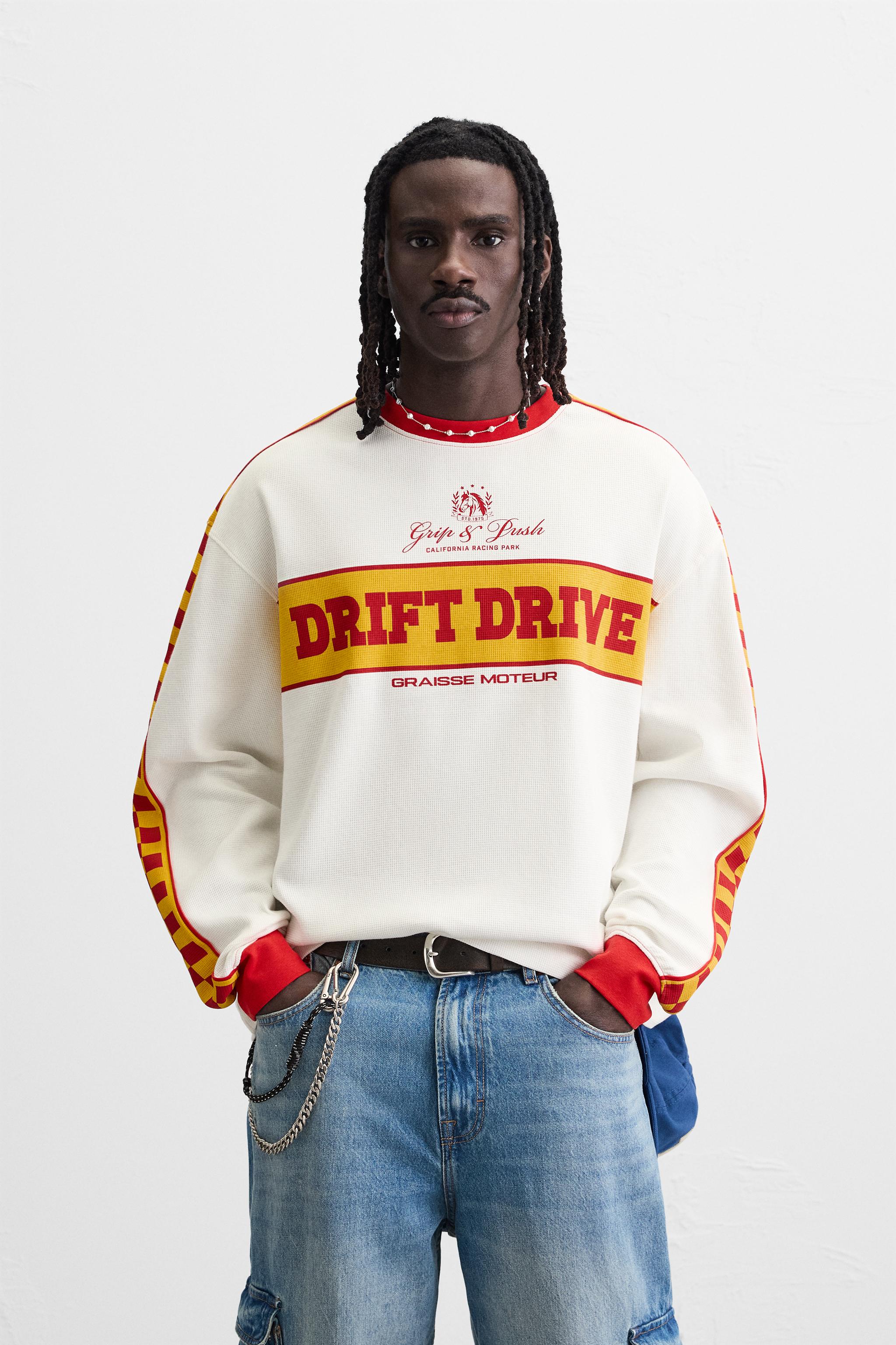 RACING PRINT STRUCTURE SWEATSHIRT - Oyster-white | ZARA Canada
