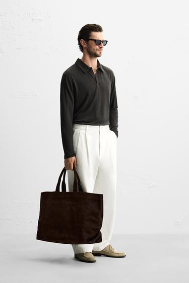 POLO REGULAR FIT EN MÉLANGE DE LIN - Marron chocolat de Zara - Image 2