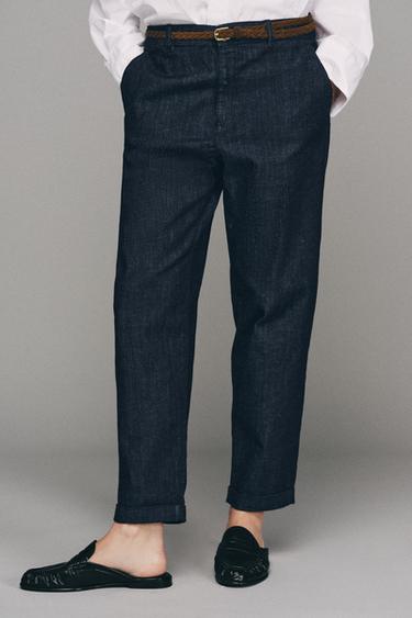 PANTALÓN CHINO CINTURÓN TRENZADO - Índigo de Zara