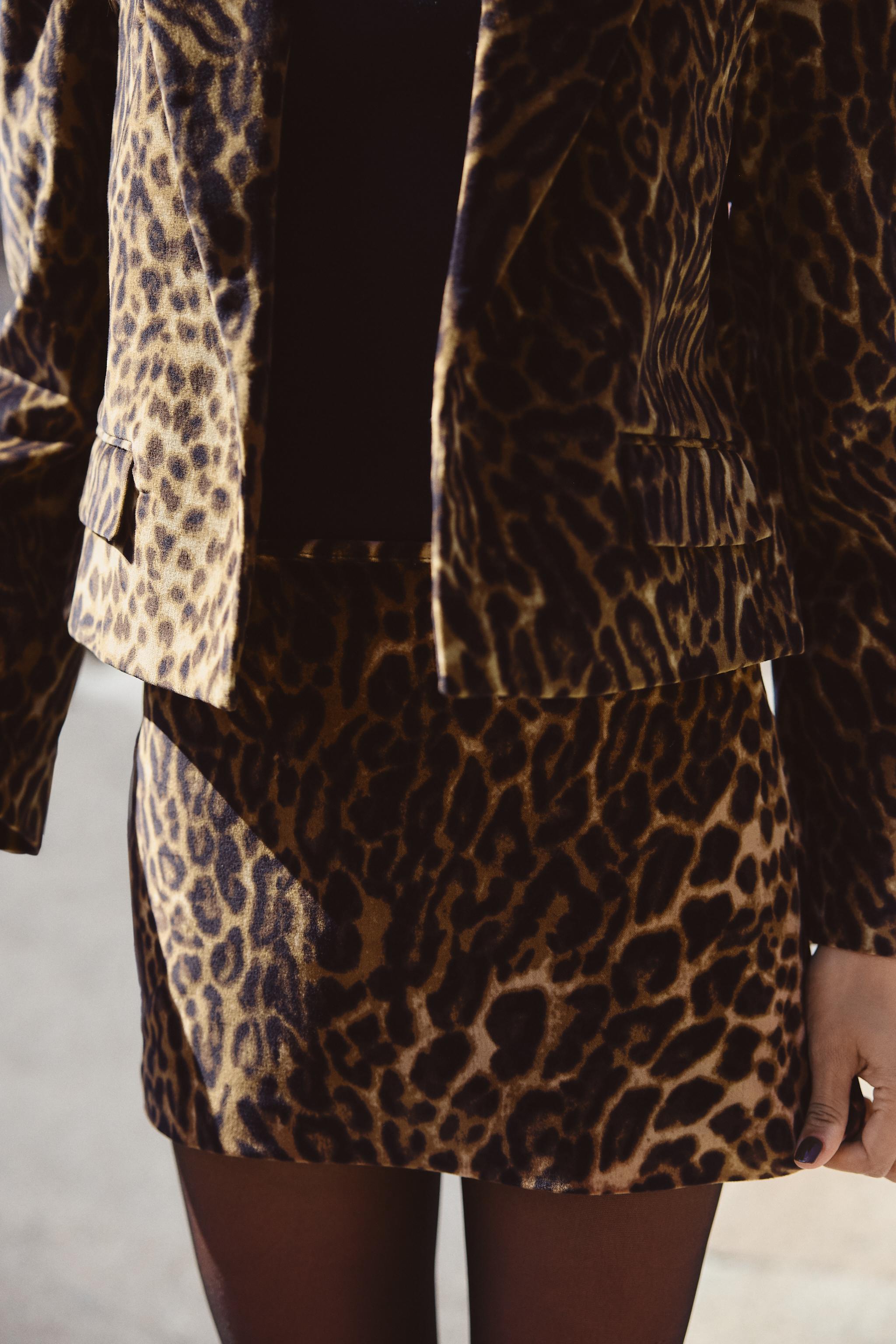 ANIMAL PRINT VELVET MINI SKIRT Leopard ZARA United Kingdom