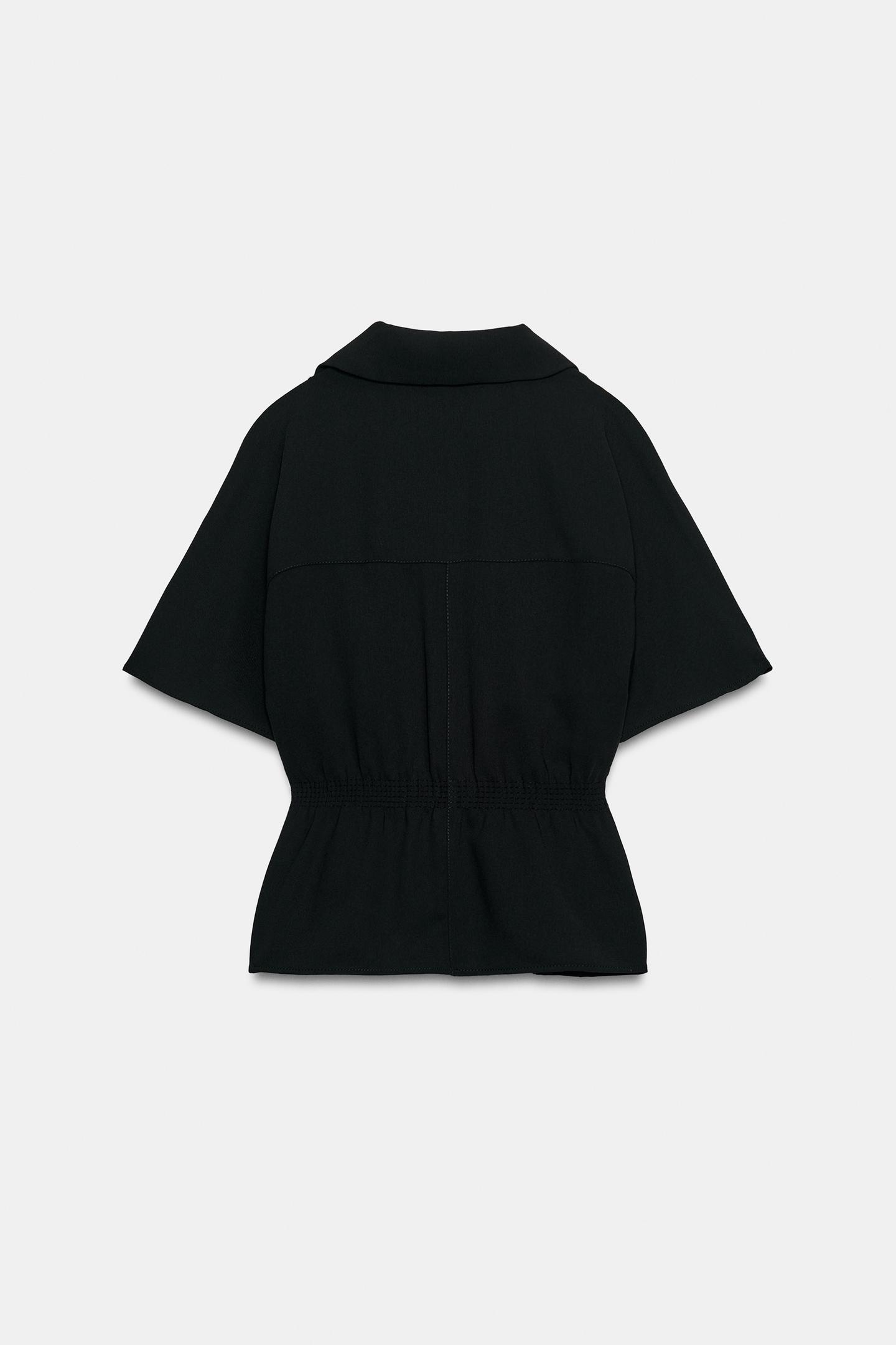 Женская блузка Zara Zip-Up Blouse, цвет: Чёрный — фото 4