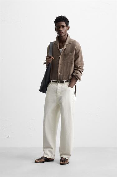 100% LINEN SHIRT - Brown / Taupe by Zara - Image 0