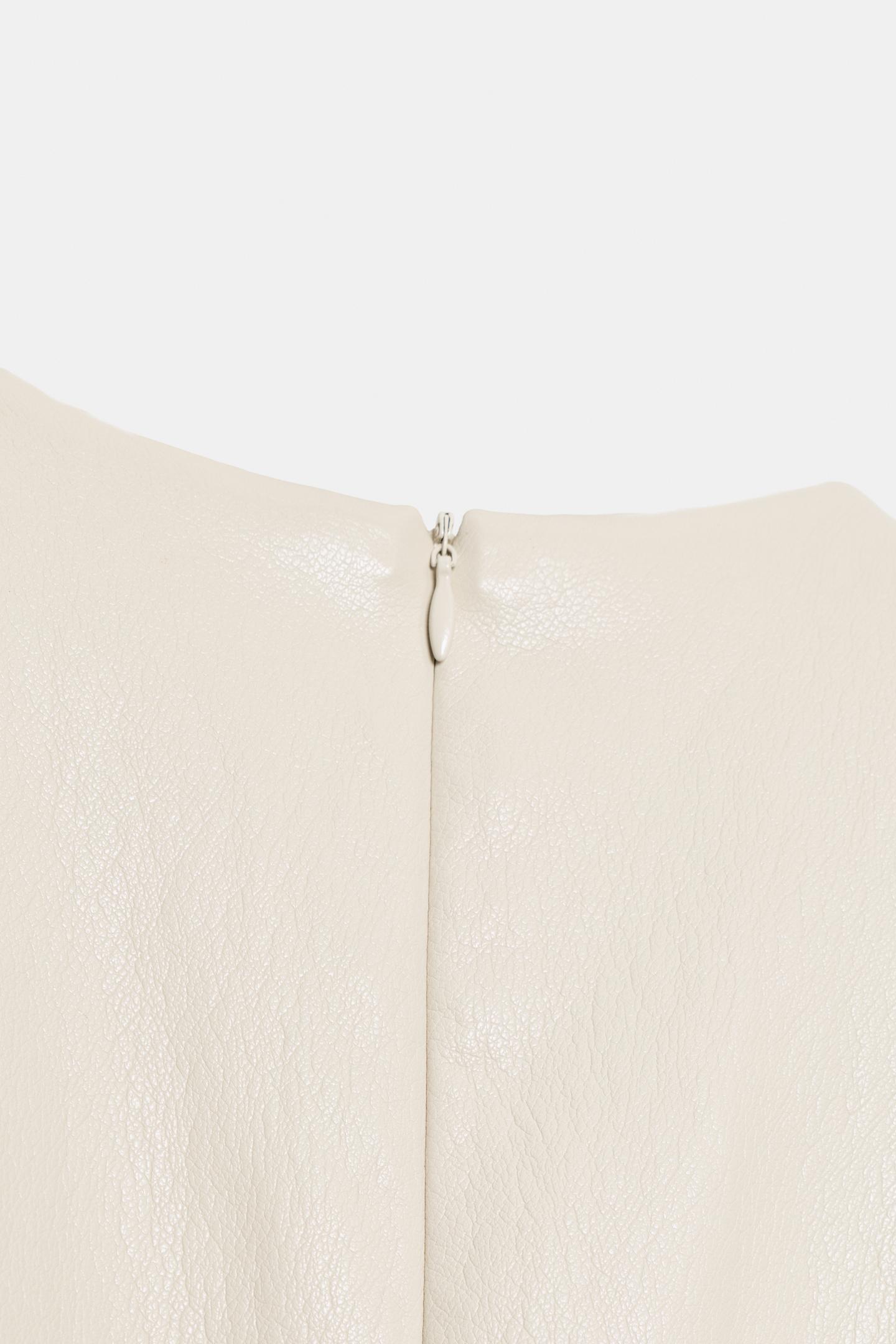 Женское платье Zara MIDI Faux Leather Dress with Shoulder Pads, цвет: Экрю — фото 9