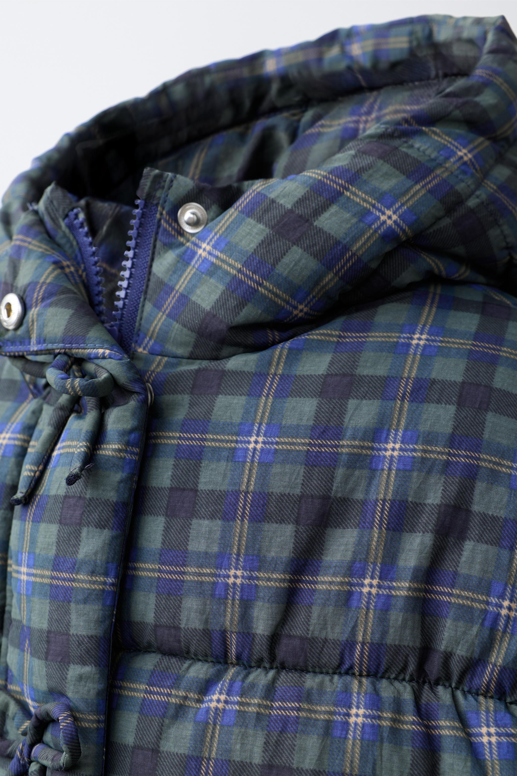 QUILTED WATER-REPELLENT PLAID RIBBON COAT