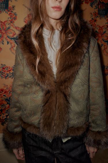 MANTEAU COURT DOUBLE FACE BRODÉ - Kaki foncé de Zara - Image 3