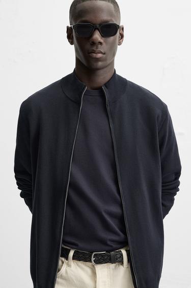 MOCK NECK CARDIGAN WITH ZIP - Navy blue by Zara - Image 4