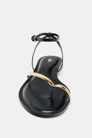 FLAT SANDALS WITH DETAIL - Black by Zara - Image 5