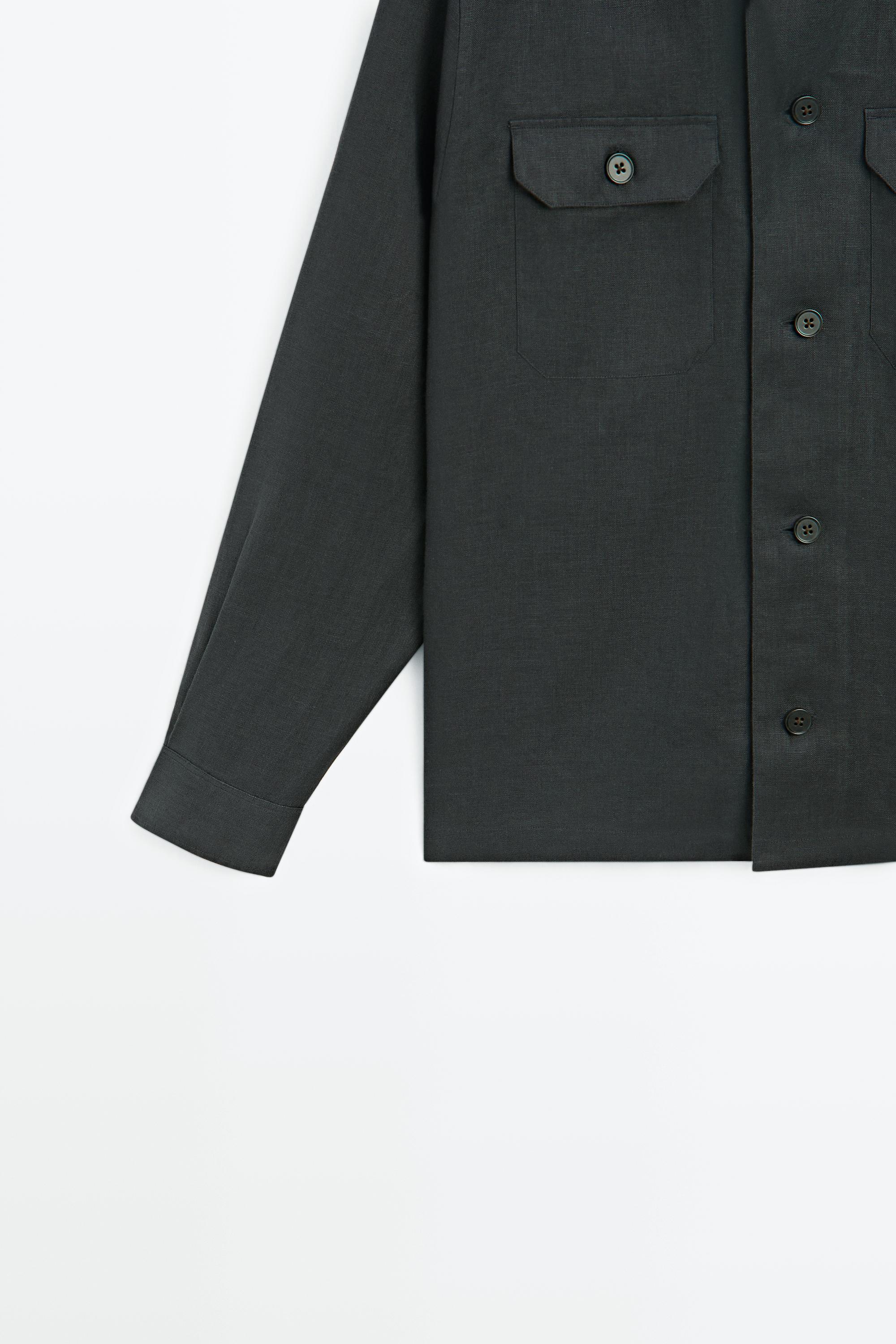 Total look linen overshirt with pockets