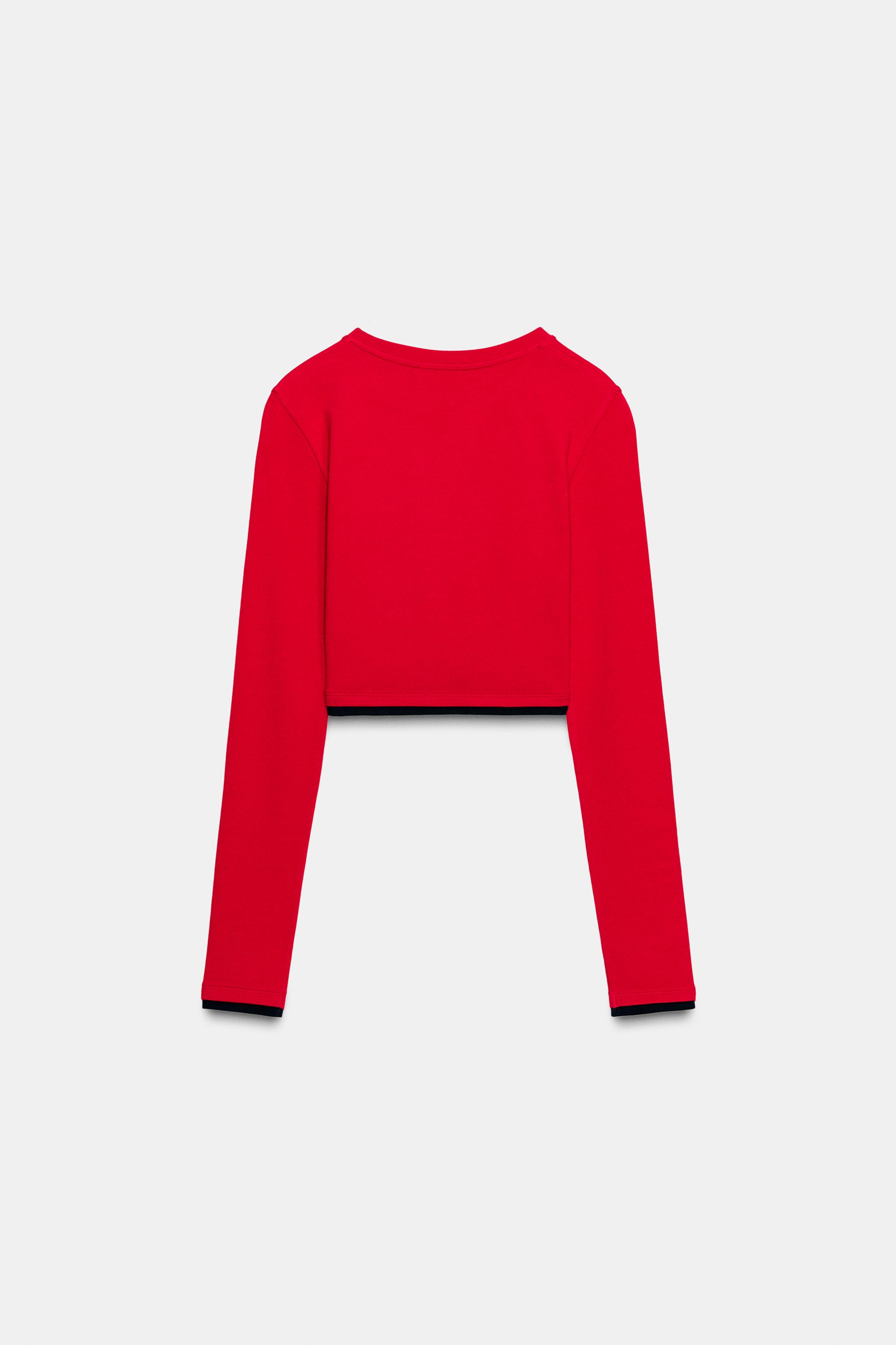 CROPPED DOUBLE EFFECT T-SHIRT