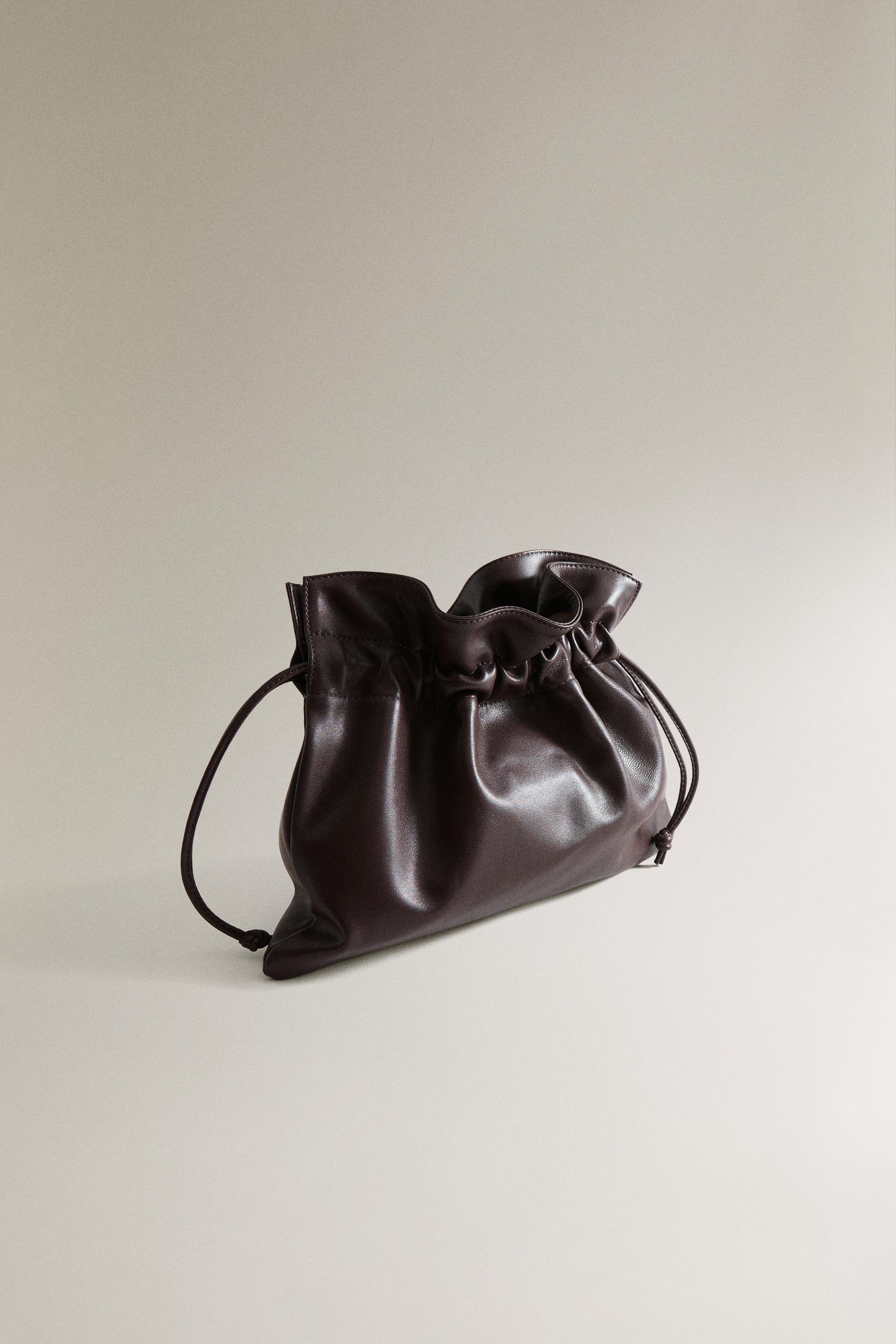 LEATHER CLUTCH BAG — Burgundy Red