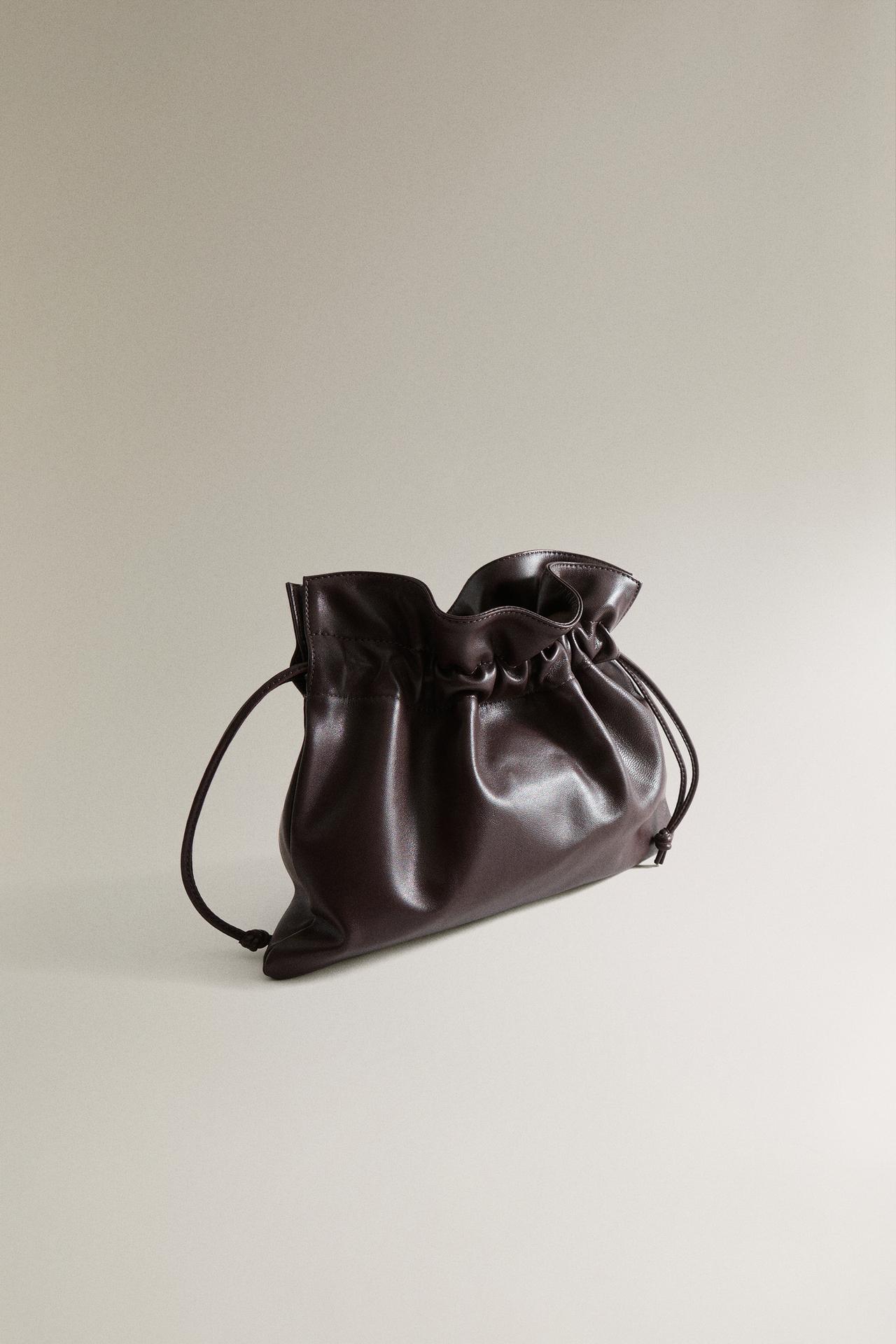 LEATHER NAPA CLUTCH BAG — Burgundy Red