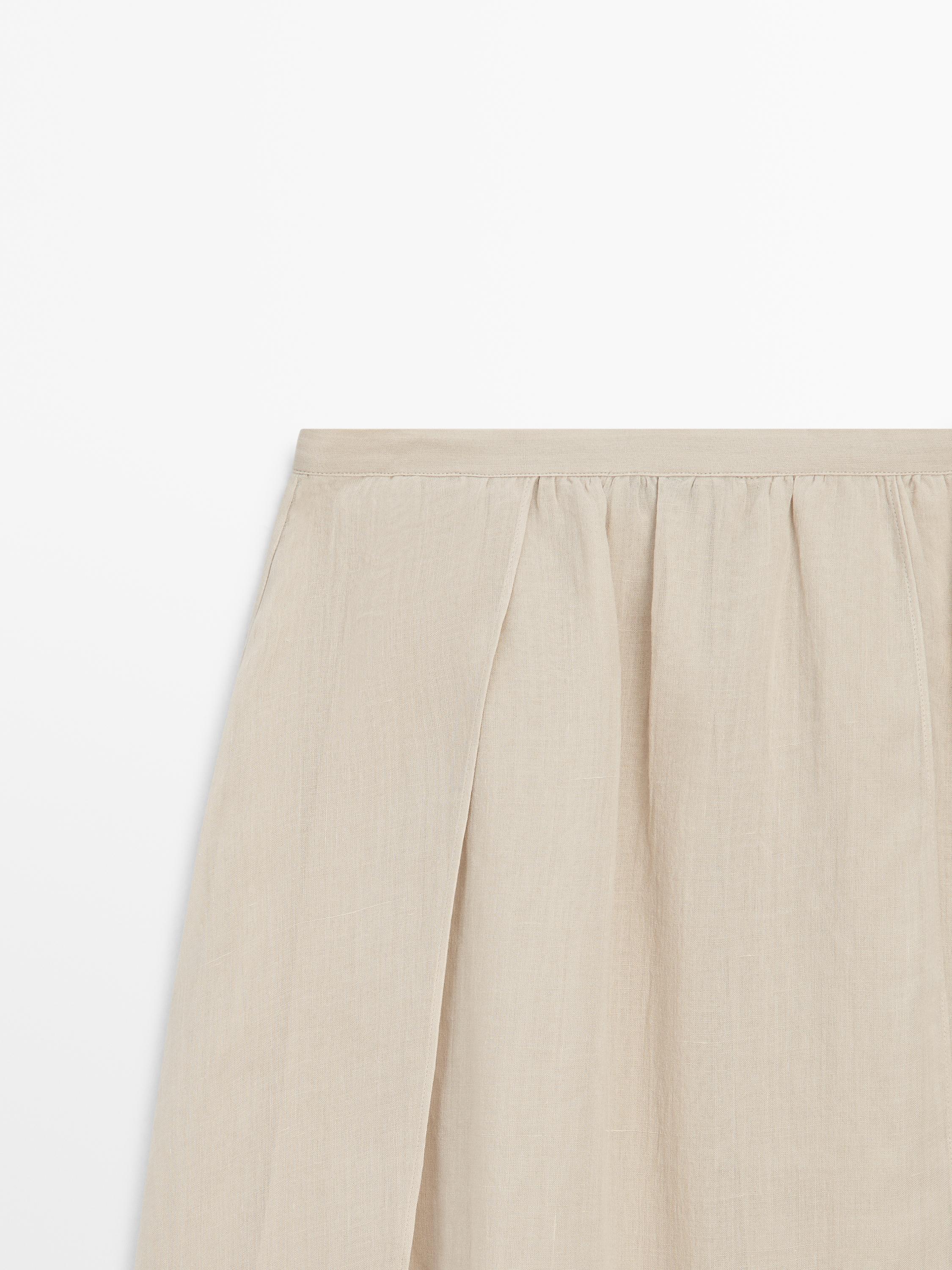 Flowing ramie blend midi skirt