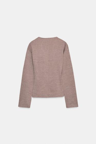 TOP AVEC FERMOIR LATÉRAL - Marron clair de Zara - Image 6
