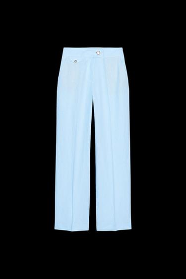 GERADE GESCHNITTENE HOSE MIT LEINEN - Hellblau von Zara