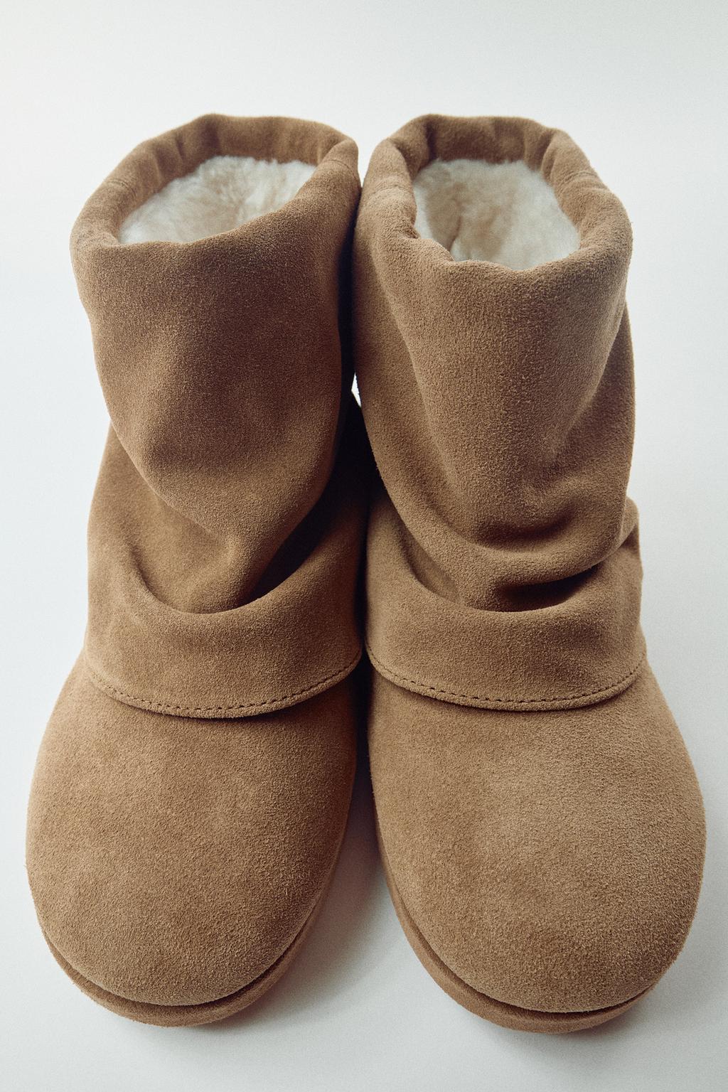 LEATHER ANKLE BOOTS WITH LAYERED DETAIL