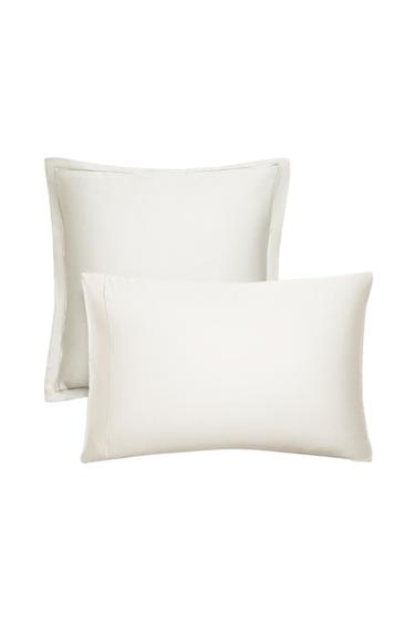 Zara SATEEN PILLOWCASE WITH FESTOON DESIGN (300 THREAD COUNT) - White