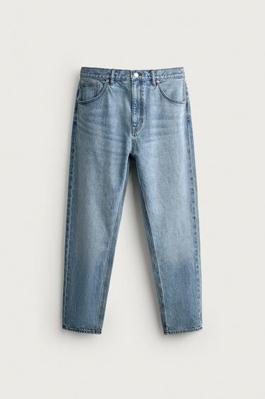 Zara SLIM CROPPED FIT JEANS - Light blue