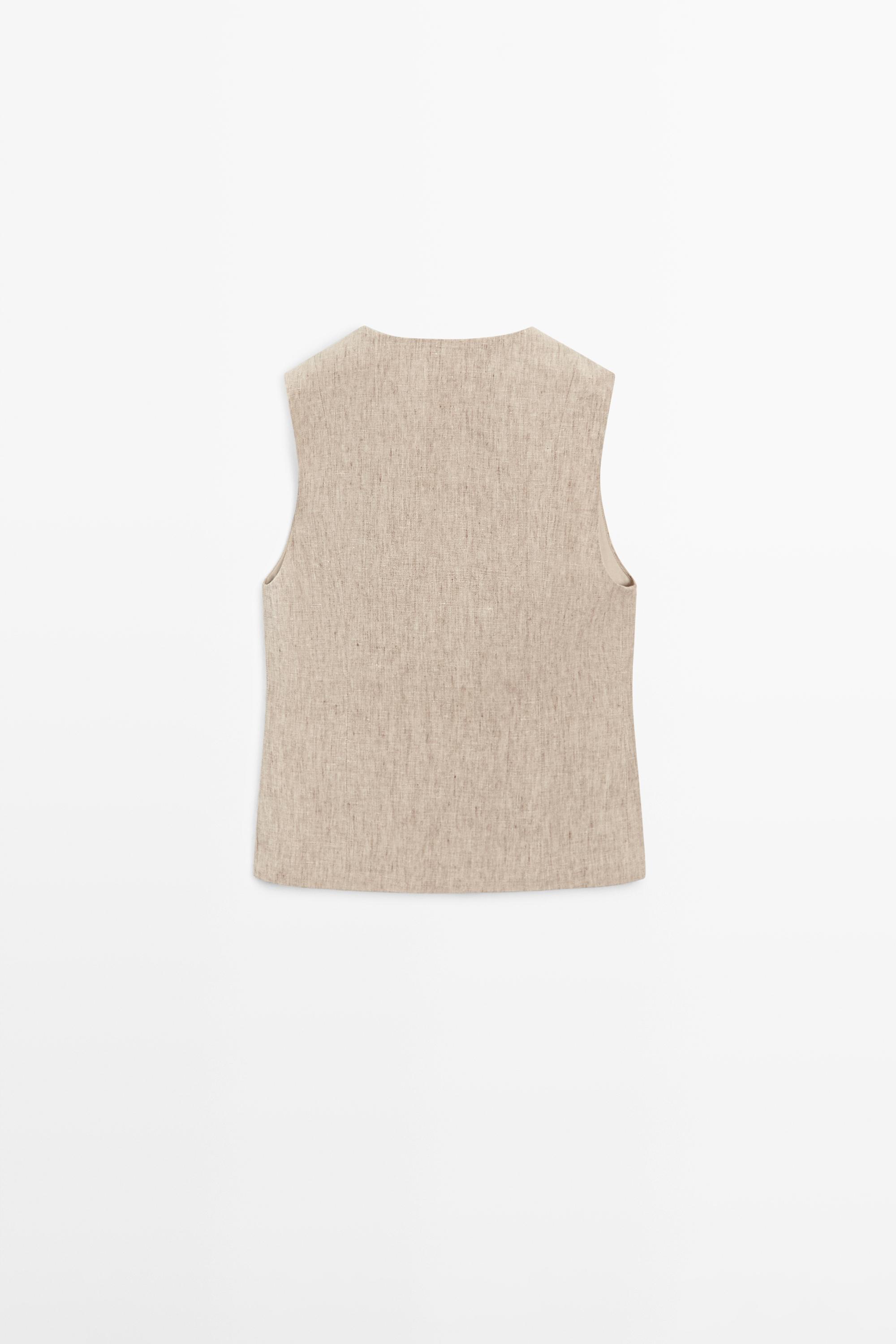 Linen melange waistcoat with buttons