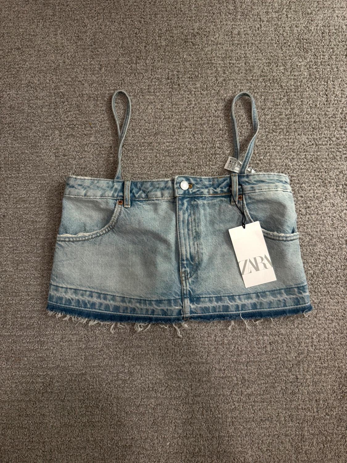 TRF SKIRT STYLE DENIM CROP TOP