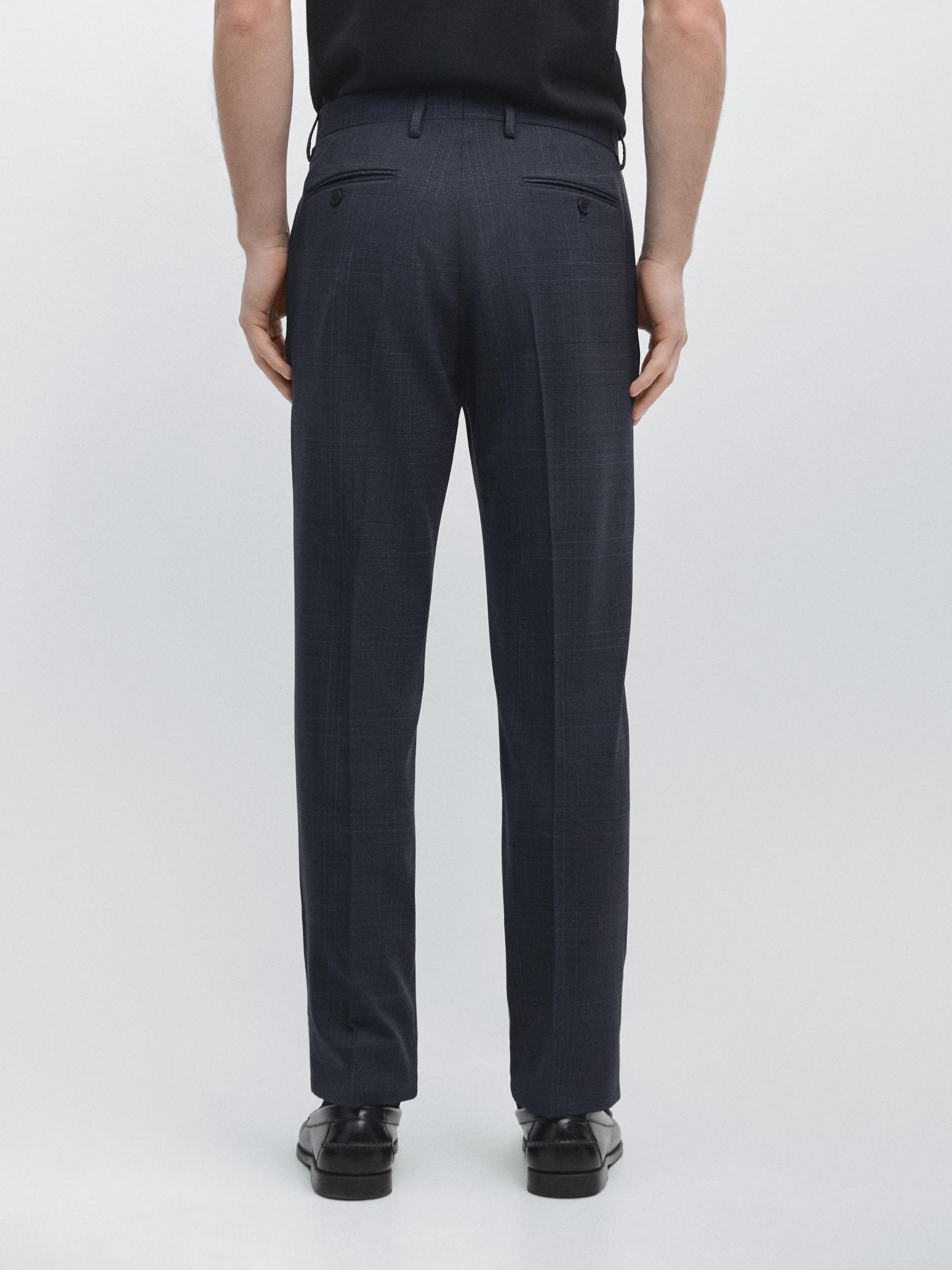 Cool wool blend check suit trousers