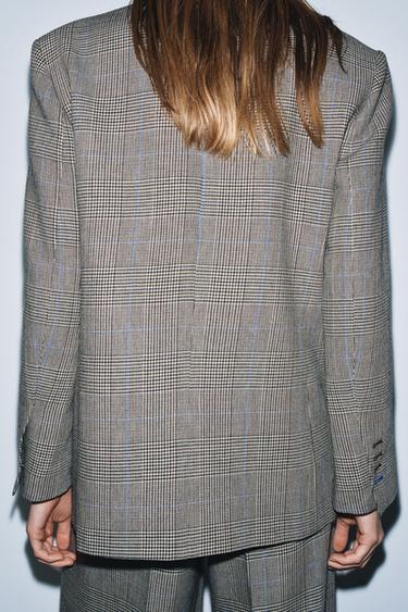 VESTE À CARREAUX AVEC DE LA LAINE ZW COLLECTION - Beige de Zara - Image 2