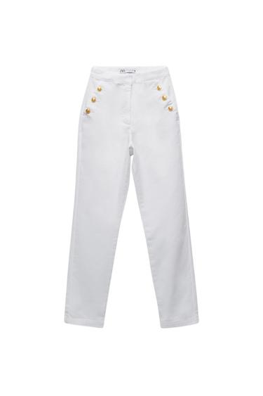 STRAIGHT FIT TROUSERS WITH GOLDEN BUTTONS