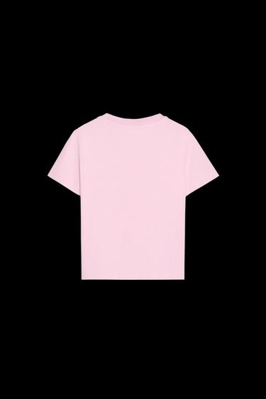 CAMISETA LAVADA TEXTO - Rosa de Zara