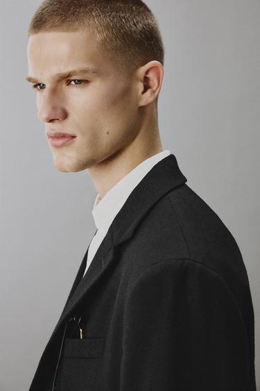 Zara 100% WOOL SUIT BLAZER - Black