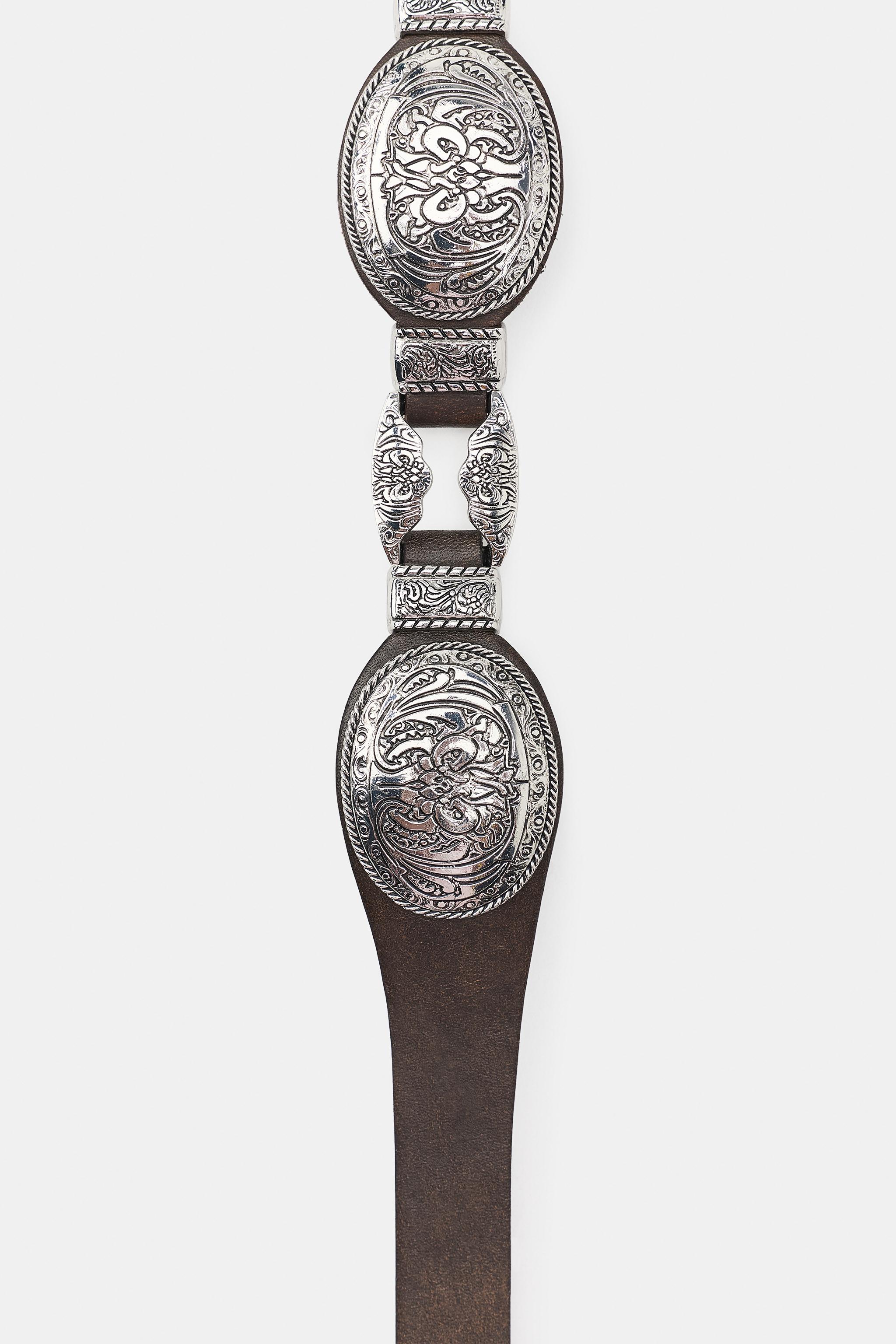 Женские ремни Zara 100% LEATHER COMBINATION PLATE BELT — фото 5