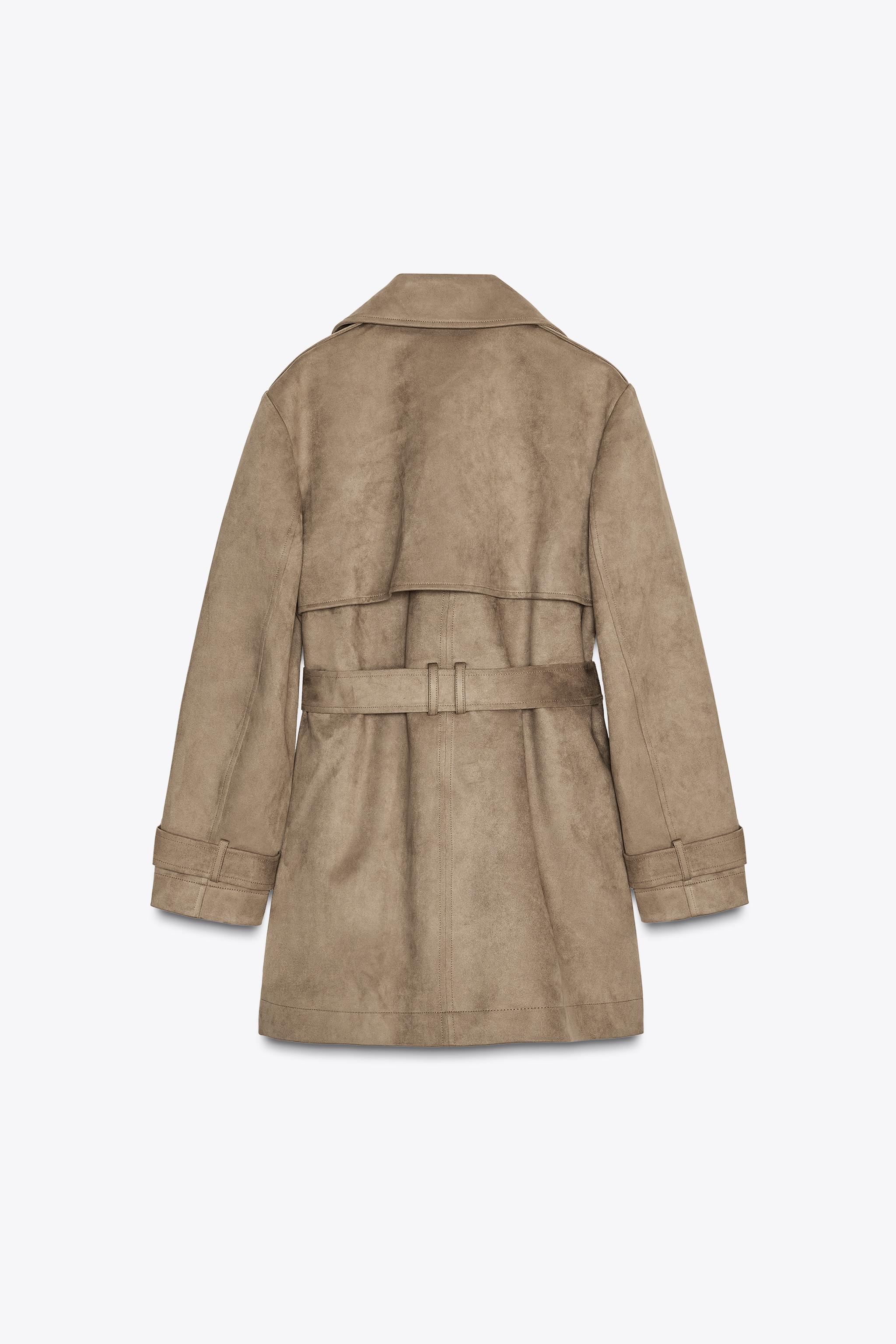 ZARA ブラウン チェスターコート US S ZARA ブラウン チェスターコート US S FAUX SUEDE TRENCH COAT