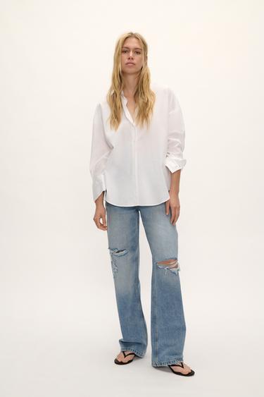 CAMISA BÁSICA DE POPELINA - Branco da Zara - Imagem 0