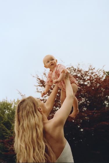 1-9 MONTHS/ FLORAL PRINT KIMONO JUMPSUIT - Ecru by Zara