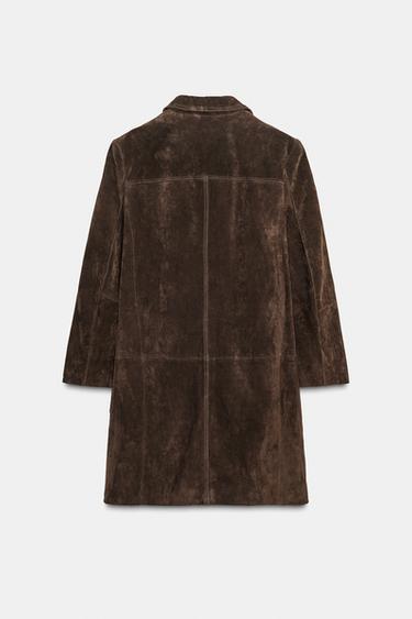 100% SUEDE LEATHER COAT ZW COLLECTION LIMITED EDITION - Dark brown by Zara - Image 3