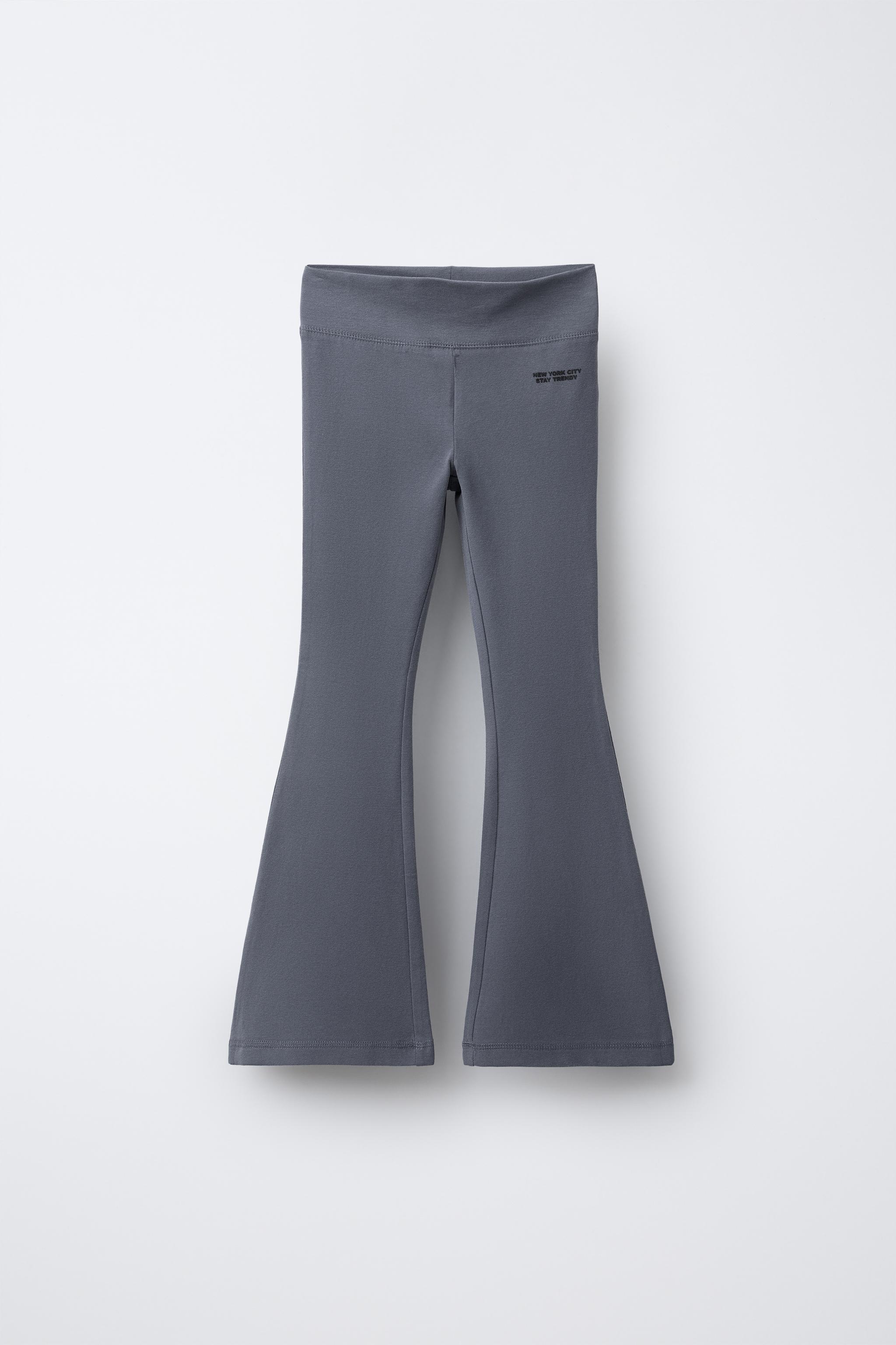 ☆ドイツ発*ZARA*新作*リボンスリットフレアレギンス☆ テキスト入りフレアレギンス - ブルー | ZARA Japan / 日本