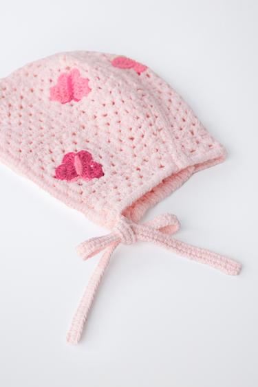 BONNET EN MAILLE CROCHET PAPILLONS - Rose de Zara - Image 2