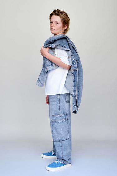 ШИРОКИЕ ДЖИНСЫ КАРГО — ГОЛУБОЙ от Zara