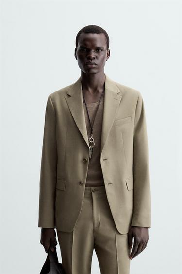 BLAZER COSTUME STRUCTURÉ - Marron / Taupe de Zara - Image 1