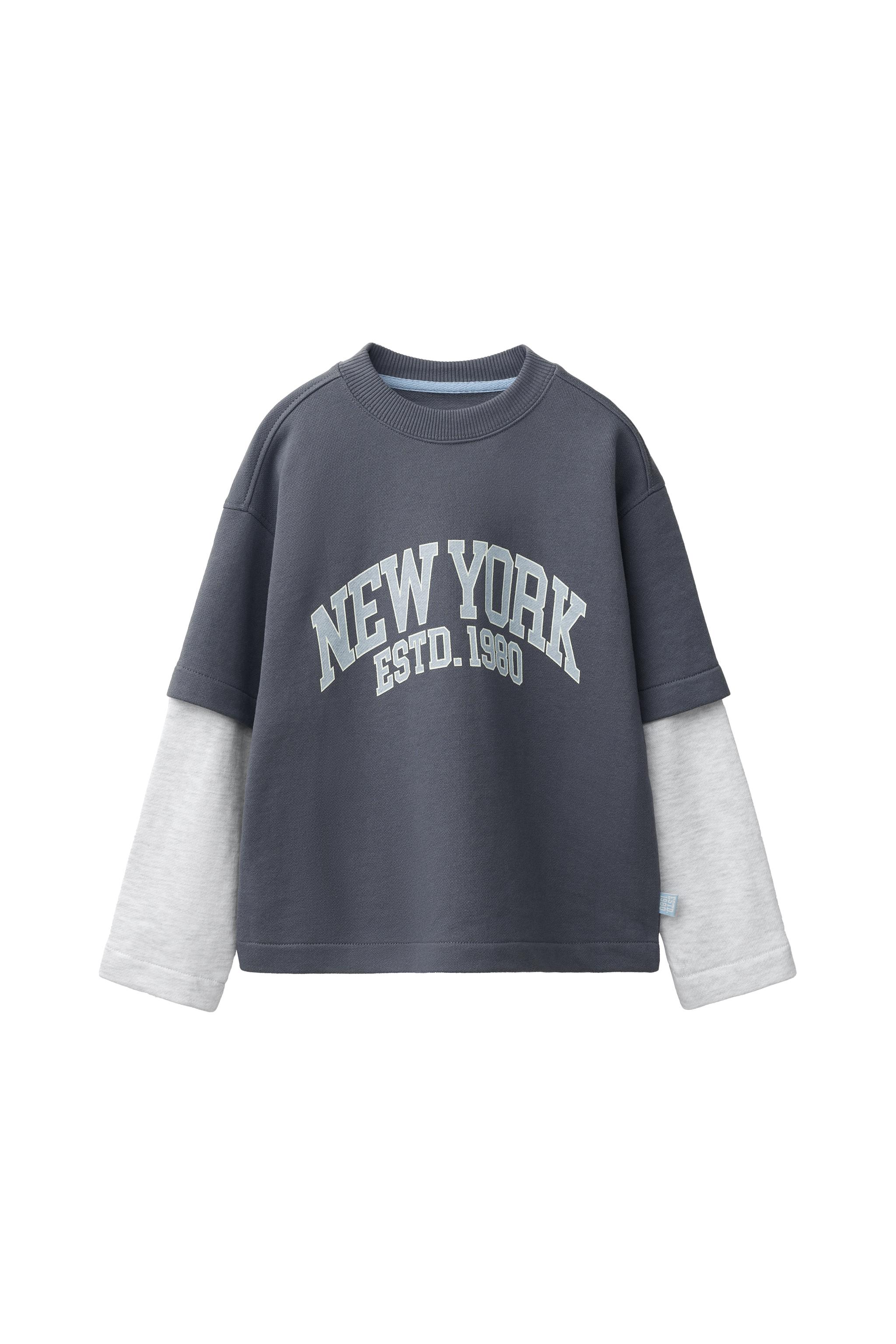 DOUBLE SLEEVE SLOGAN SWEATSHIRT - Dark grey | ZARA Singapore