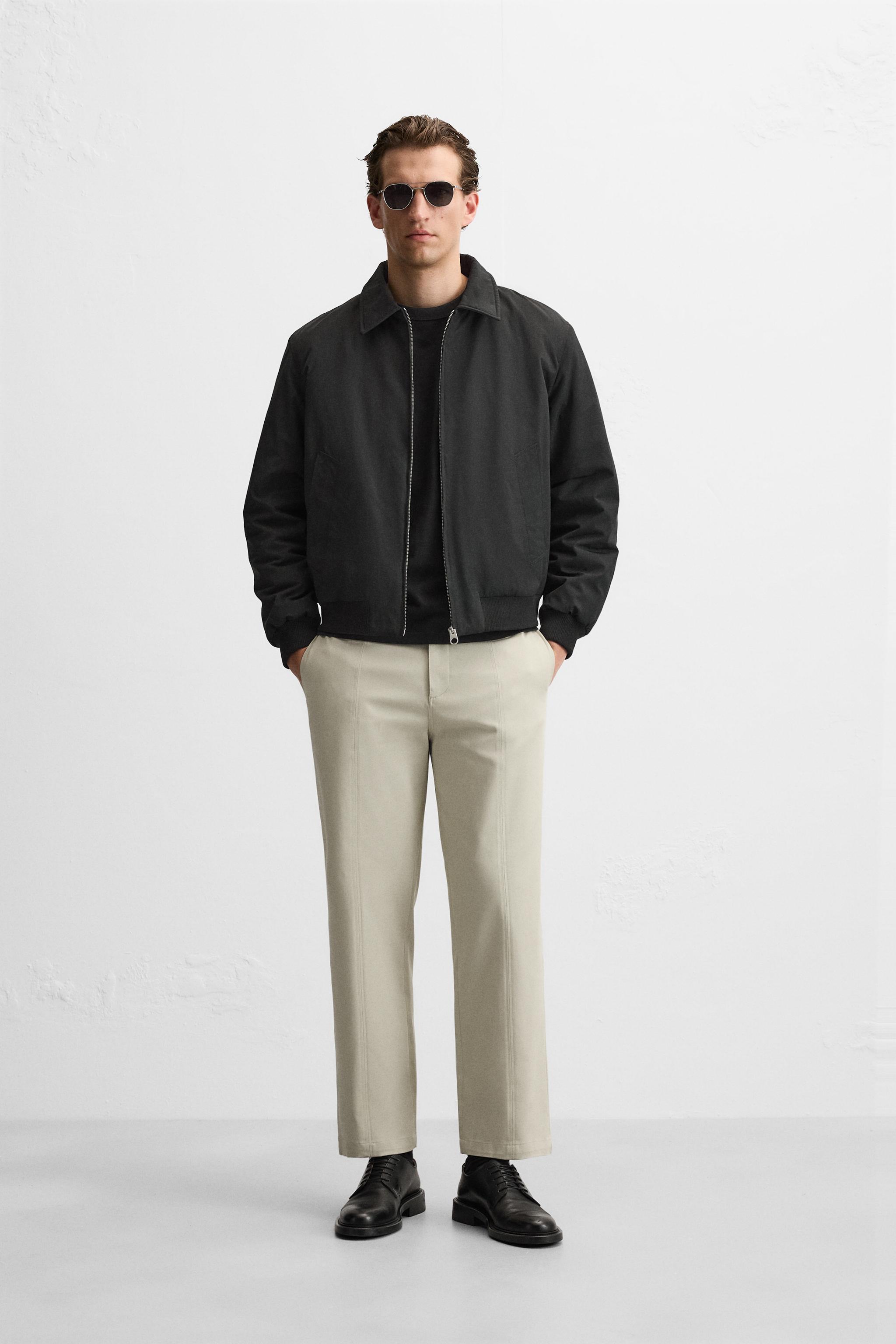 TEXTURED STITCH TROUSERS Light khaki ZARA United Kingdom